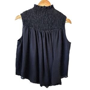 Frame Women´s Silk Smocked Black White Polka Dot Whimsical Streetwear size S